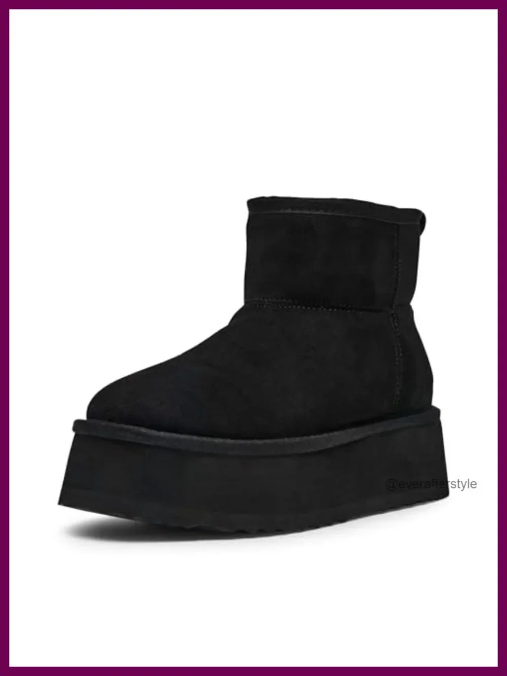 Suede Ankle Platform Booties Faux Fur Lining Round Toe Pull-On